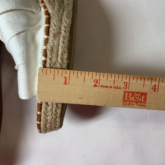 London Fog Size 11 Heidi classic Espadille wedge sandal white - Picture 7 of 12